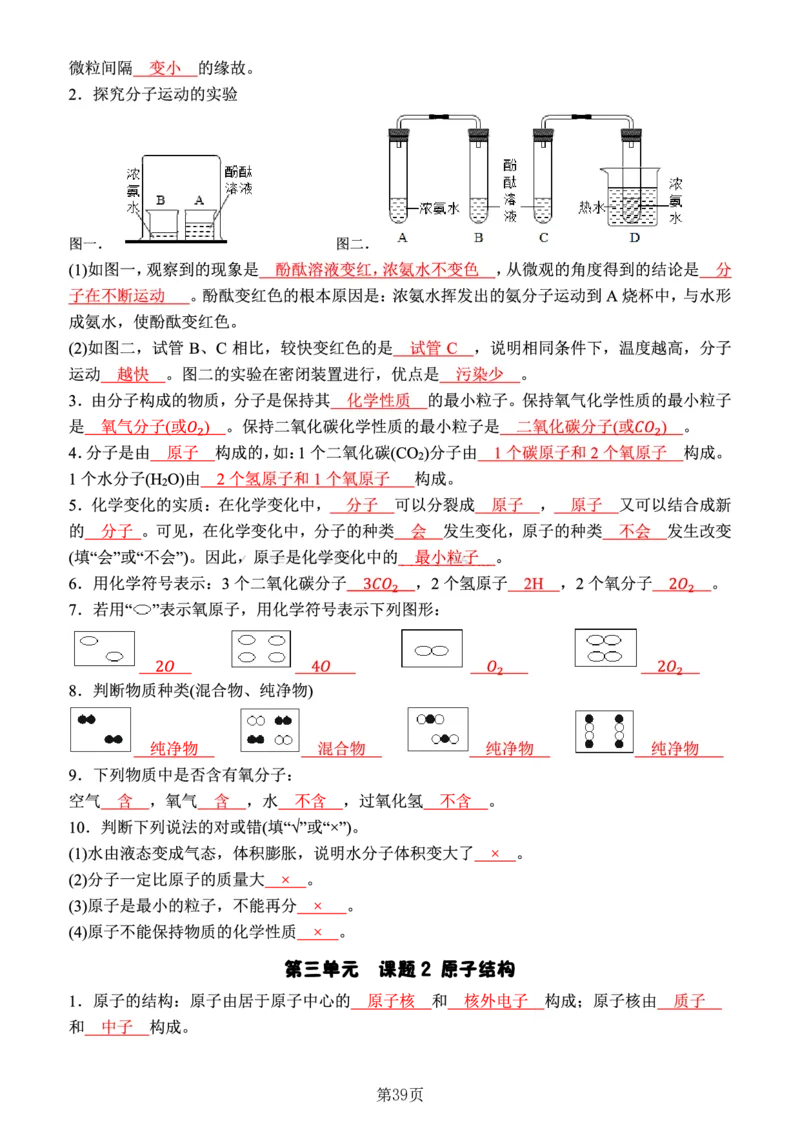 24新教材人教版九上化学复习知识清单（附答案）_24秋《初中各科知识点梳理》_2024秋《名师总结》知识点789年级全科_24秋《名师总结》知识点九年级全科
