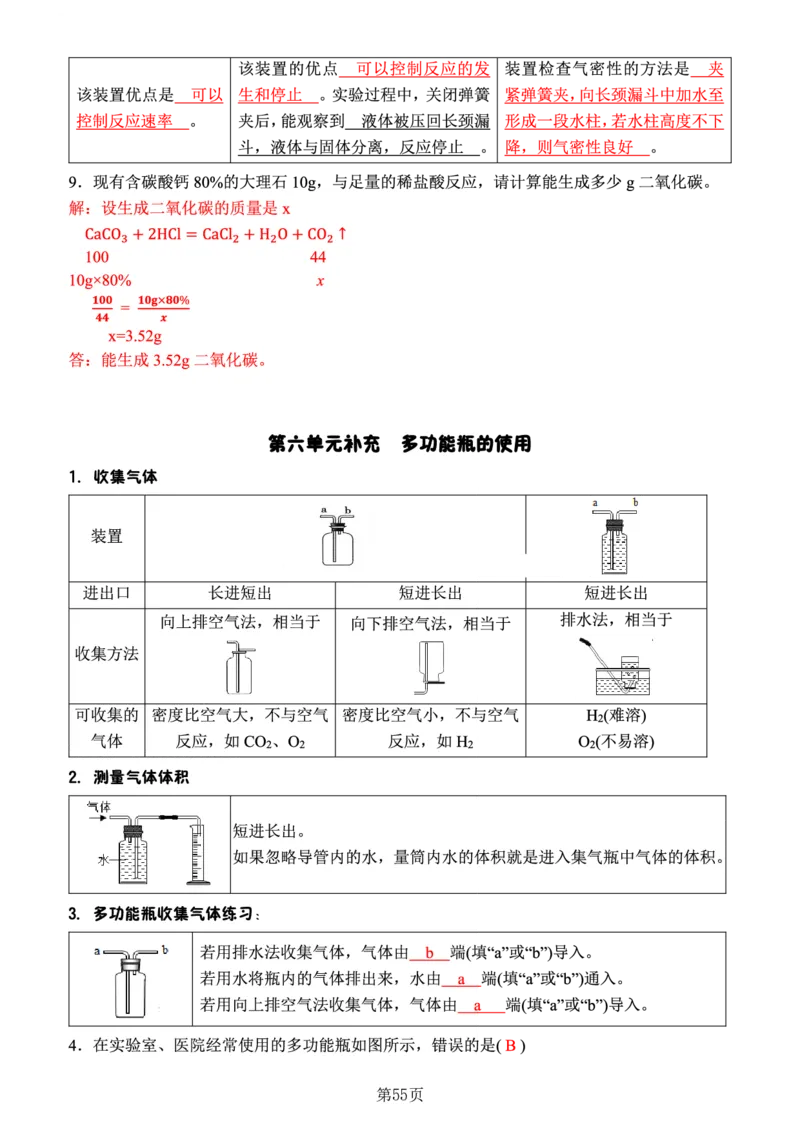 24新教材人教版九上化学复习知识清单（附答案）_24秋《初中各科知识点梳理》_2024秋《名师总结》知识点789年级全科_24秋《名师总结》知识点九年级全科