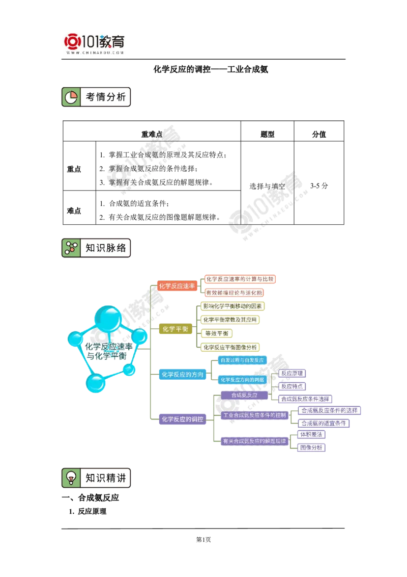 选择性必修1第二章化学反应速率与化学平衡第四节-化学反应的调控&mdash;&mdash;工业合成氨_新人教版高二化学选修一、二、三_新人教版高中化学选择性必修第一册