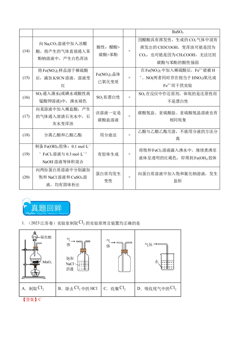 重难点03化学实验基础(选择题部分)-2024年高考化学热点&middot;重点&middot;难点专练（新高考专用）（解析版）_05高考化学_2024年新高考资料_3.2024专项复习