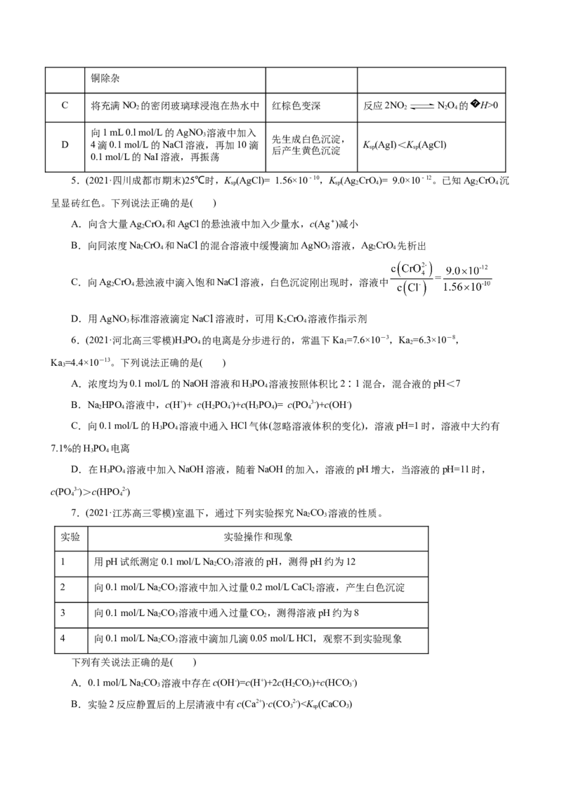 解密10水溶液中离子反应(集训)(原卷版)_05高考化学_新高考复习资料_2021新高考资料_高频考点解密2021年高考化学二轮复习讲义+分层训练（浙江专版）3.28更新