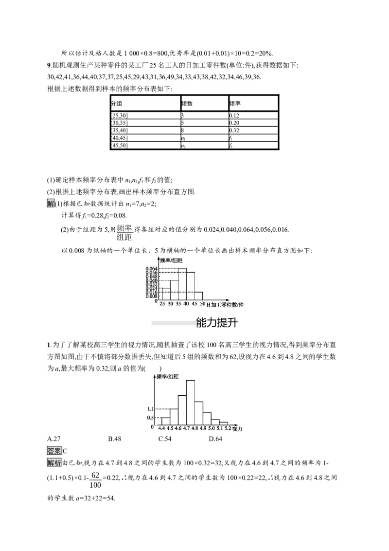 9.2.1　总体取值规律的估计　9.2.2　总体百分位数的估计_化学课件_高中数学必修一二_2020年新改版--高中数学必修2（课件+习题）
