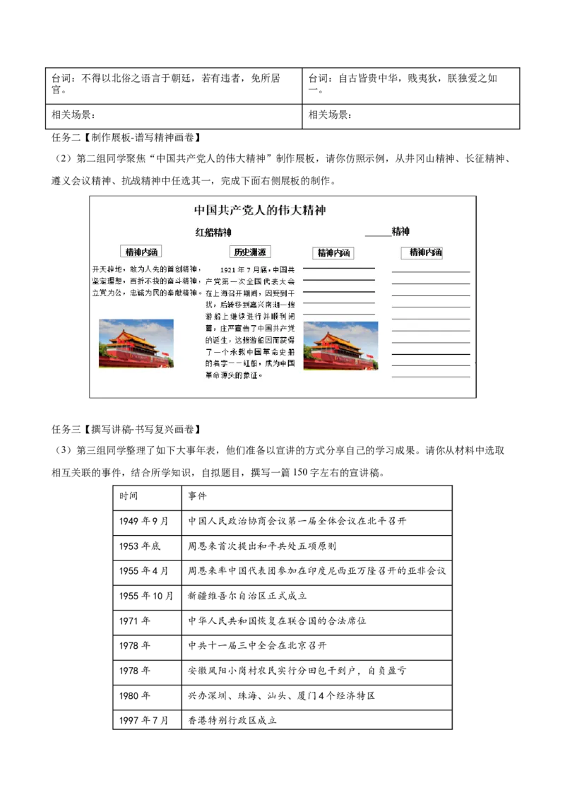 八下期末复习历史观点论述题专练50题（学生版）_新八下历史_00、更新资料3月23日_第二套(4)_期末专项复习-U269_2024版