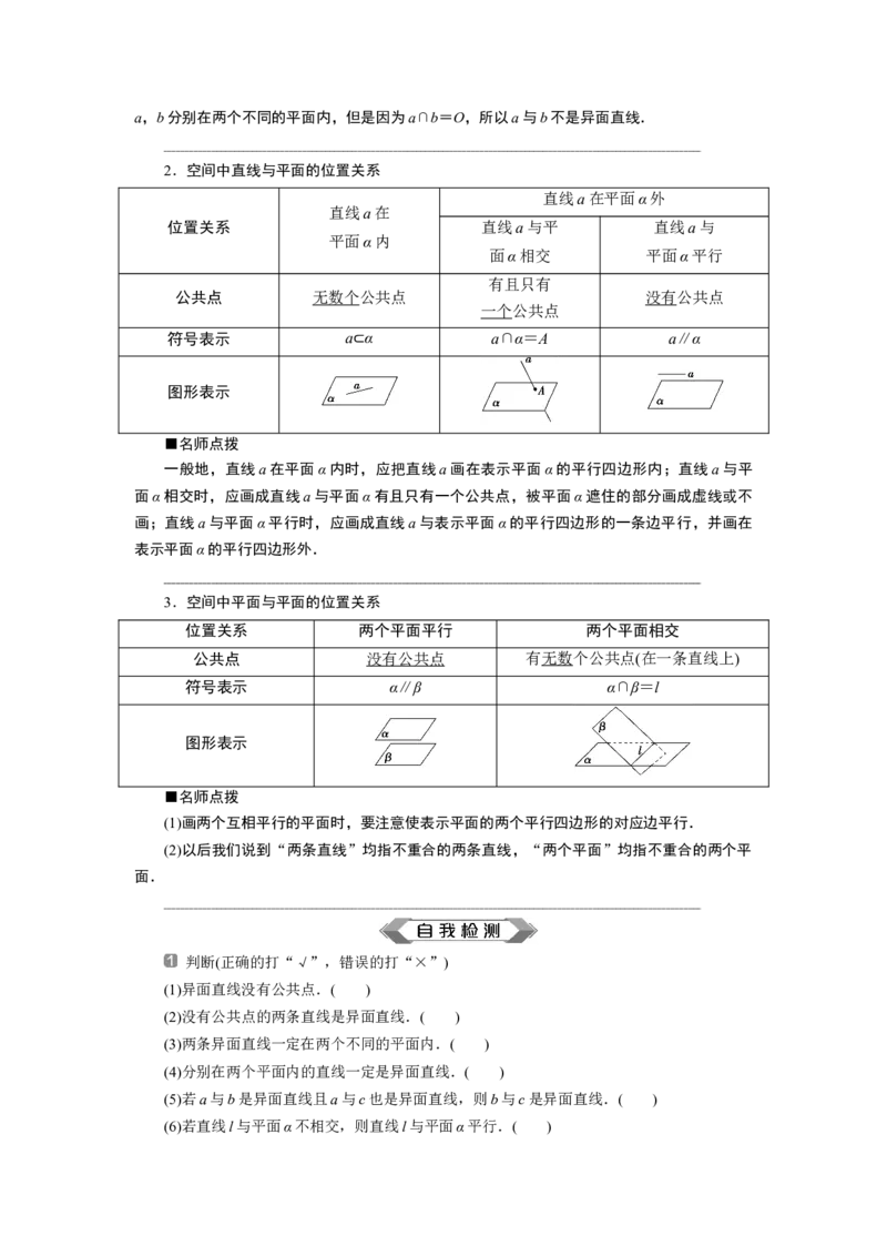 28．4.2　空间点、直线、平面之间的位置关系_化学课件_高中数学必修一二_2020年新改版--高中数学必修2（课件+学案+练习+章末复习）_48．4　空间点、直线、平面之间的位置关系