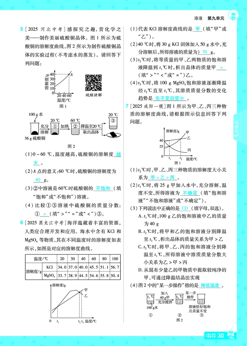 2026《初中化学&bull;一遍过》9年级下册(人教)答案_2026春《初中一遍过》系列_2026《天星教育&bull;一遍过》（9年级下册）（化学）（RJ）