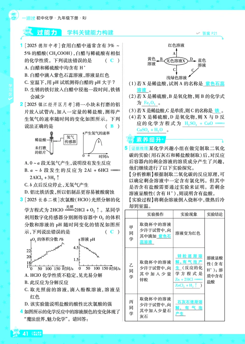 2026《初中化学&bull;一遍过》9年级下册(人教)答案_2026春《初中一遍过》系列_2026《天星教育&bull;一遍过》（9年级下册）（化学）（RJ）