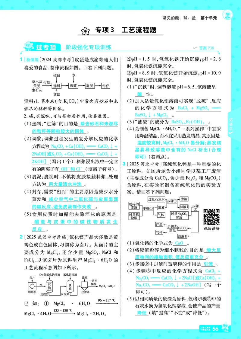2026《初中化学&bull;一遍过》9年级下册(人教)答案_2026春《初中一遍过》系列_2026《天星教育&bull;一遍过》（9年级下册）（化学）（RJ）
