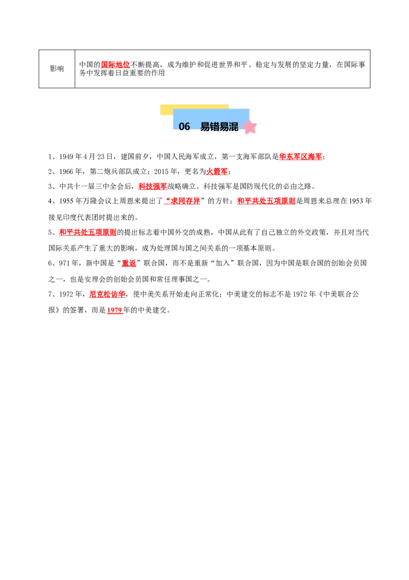 第五单元国防建设与外交成就（知识清单）-八年级历史下册（统编版）_新八下历史_00、更新资料3月23日_第二套(4)_单元知识复习专项-U89_2025版
