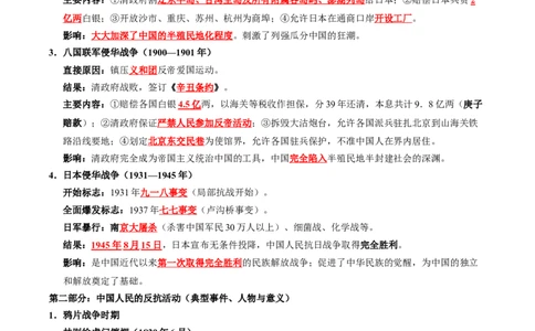 温故知新专题02列强侵华与中国人民的反抗活动（寒假复习讲义）（原卷版）_新八下历史_03、寒假复习讲义原卷版+解析版word版_01-八年级历史寒假复习