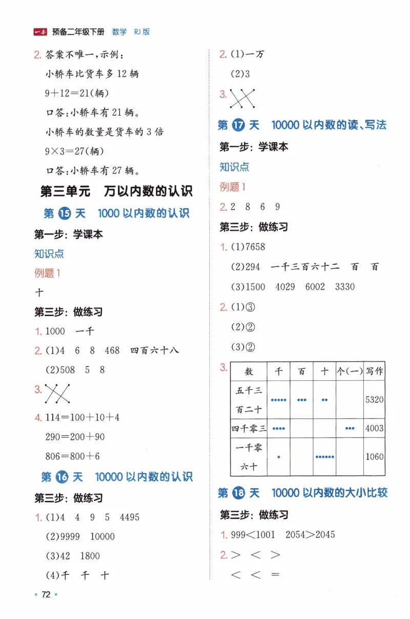 26春《一本预备二年级下册》人教数学_26春人教版数学三下_09、练习题+试卷合集_-26春《预备新学期》_26春《一本预备2年级下册》人教数学