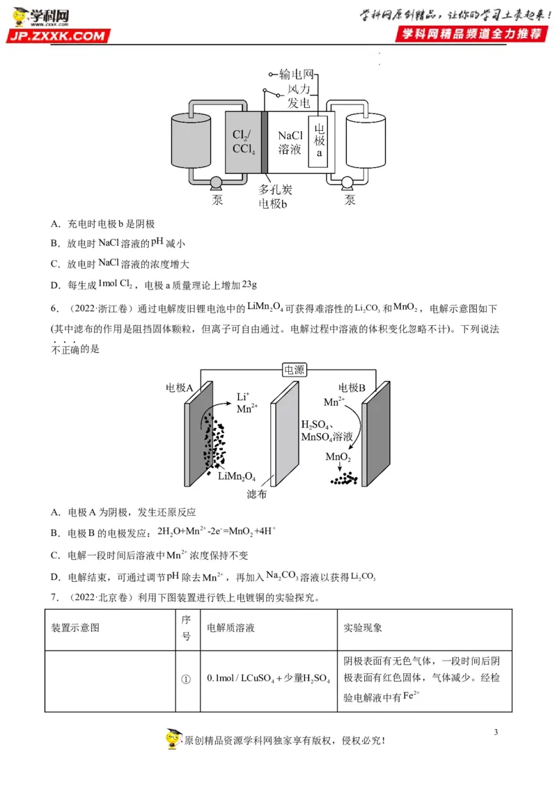 重难点11新型电池和电解原理的应用（原卷版）_05高考化学_新高考复习资料_2023年新高考资料_专项复习_2023年高考化学热点&middot;重点&middot;难点专练（新高考专用）_469