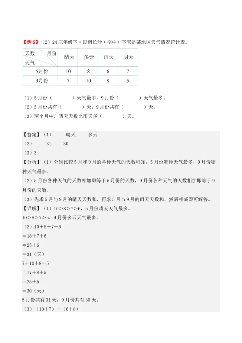 专题03：复式统计表（复习讲义）（教师版）-（人教版）_26春人教版数学三下_19、赠送其它资料_新建文件夹_三年级数学下册（人教版）_期末总复习-K156