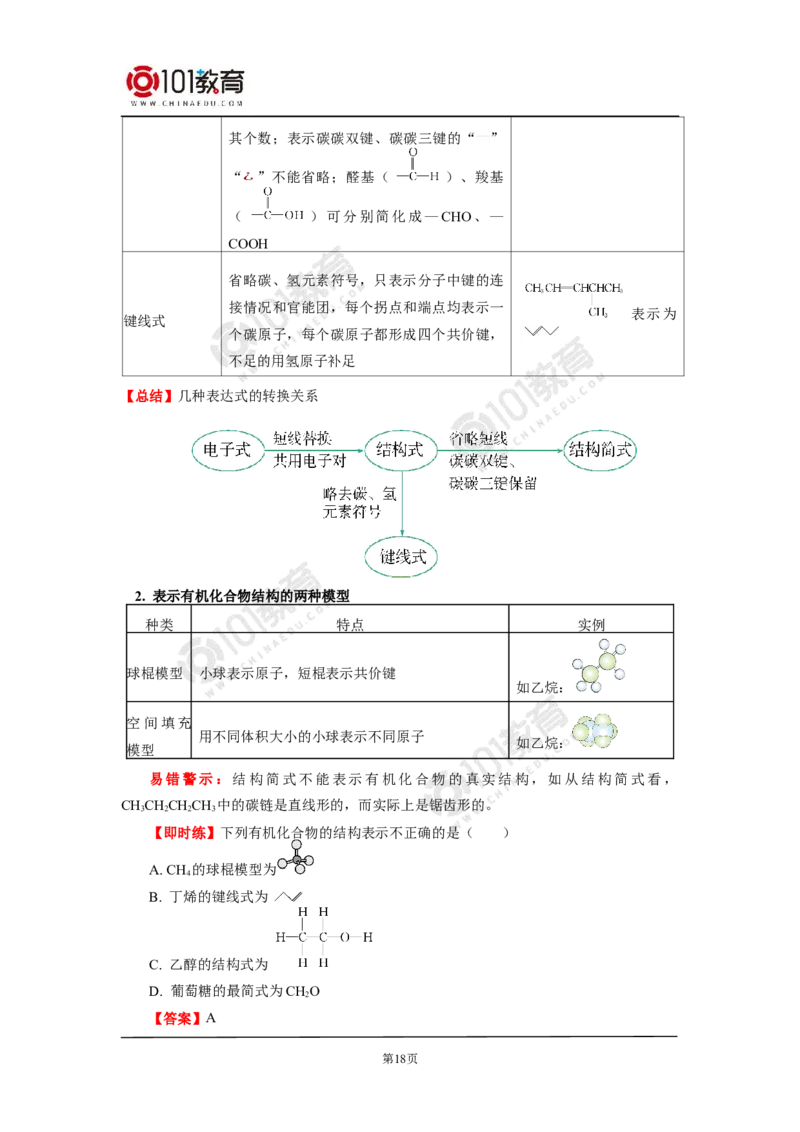 选择性必修3第一章第一节有机化合物的结构特点_新人教版高二化学选修一、二、三_新人教版高中化学选择性必修第三册_高二化学（选择性必修第三册）学案练习