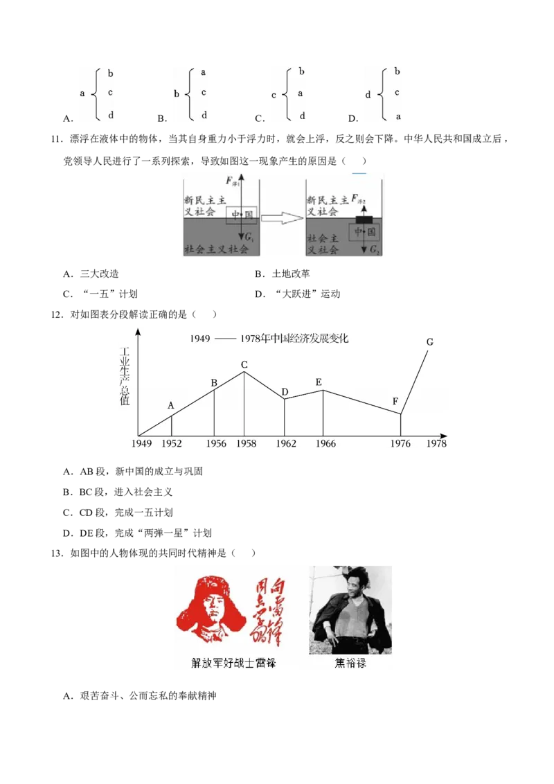 八下期末复习（选择题）解题指导+易错题专项50练（学生版）_新八下历史_00、更新资料3月23日_第二套(4)_期末专项复习-U269_2025版