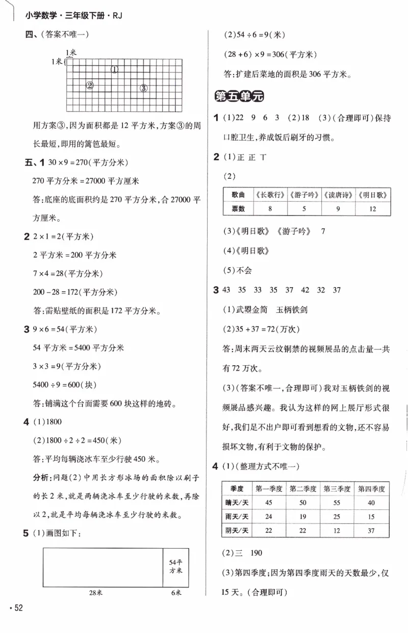 26春《练习帮》人教数学三下_26春人教版数学三下_07、知识点详解+练习题