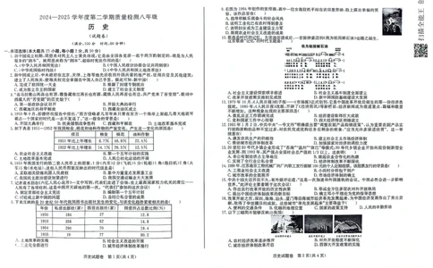 8历期末安徽省合肥市蜀山区琥珀教育集团2024-2025学年八年级下学期6月期末历史试题_新八下历史_13、月考真题试卷