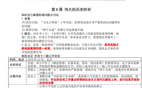 第三单元改革开放与中国特色社会主义的开创知识提纲2025-2026学年统编版八年级历史下册_新八下历史_00、更新资料3月23日_新版_第三套_知识点