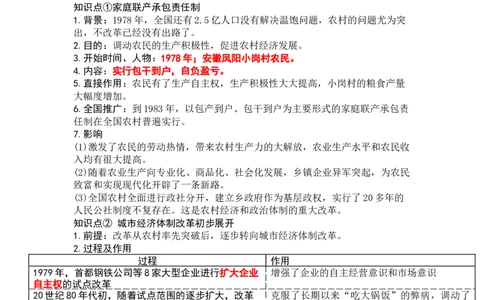 第三单元改革开放与中国特色社会主义的开创知识提纲2025-2026学年统编版八年级历史下册_新八下历史_00、更新资料3月23日_新版_第三套_知识点