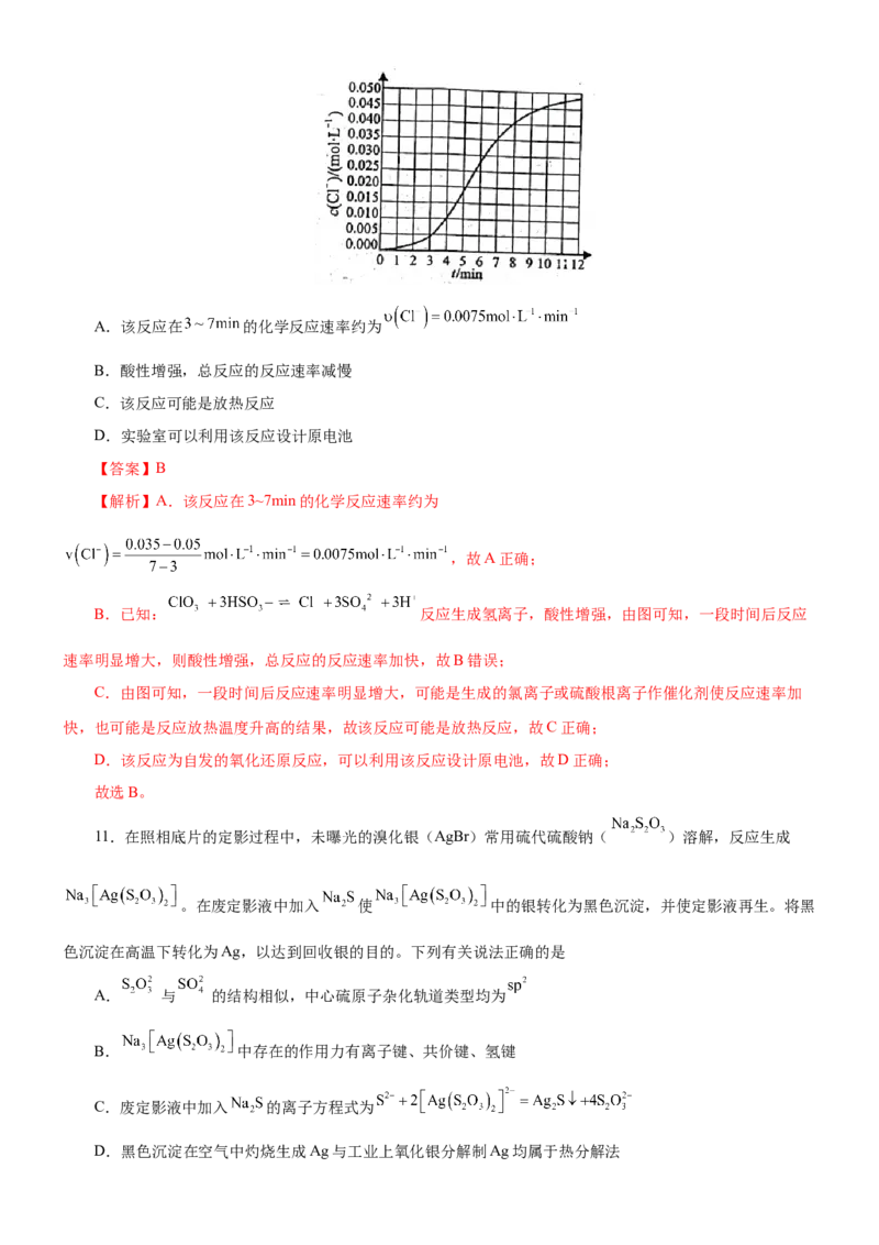 黄金卷07-赢在高考黄金8卷备战2024年高考化学模拟卷（辽宁专用）（解析版）_05高考化学_2024年新高考资料_4.2024高考模拟预测试卷
