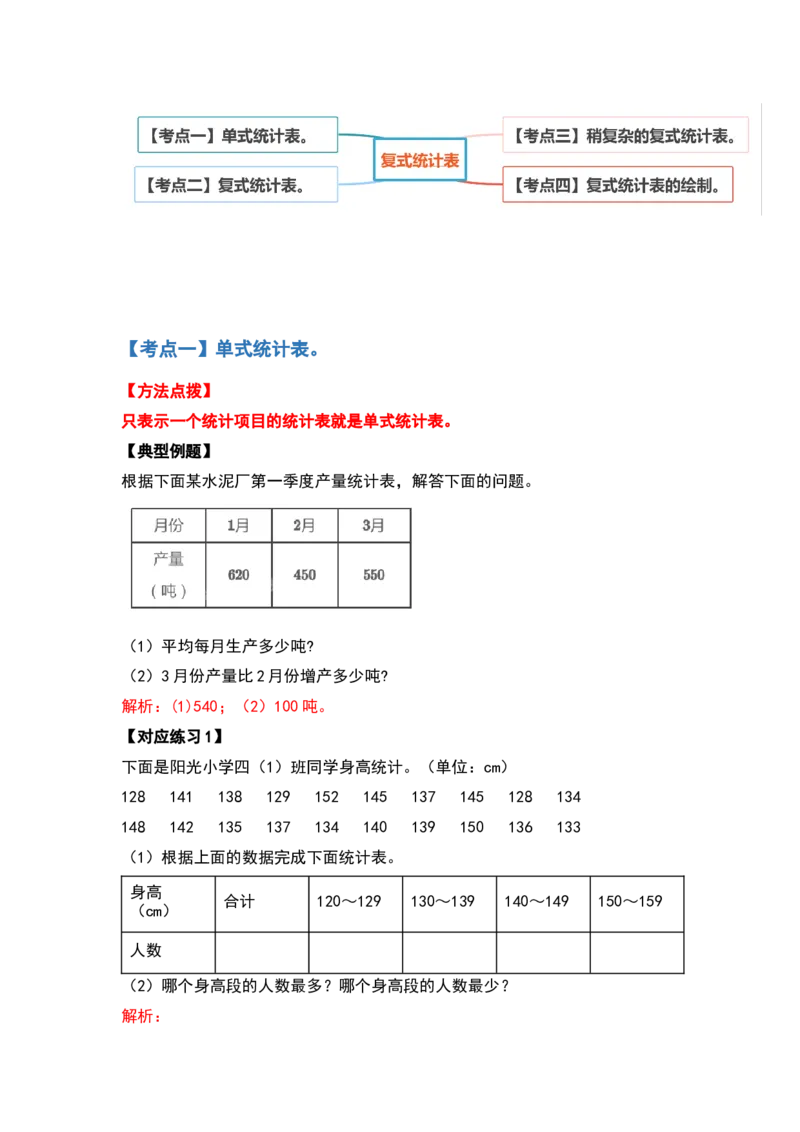 典型例题系列三年级数学下册典型例题系列之第三单元复式统计表（解析版）人教版_26春人教版数学三下_19、赠送其它资料_新建文件夹_三年级数学下册（人教版）_专项练习