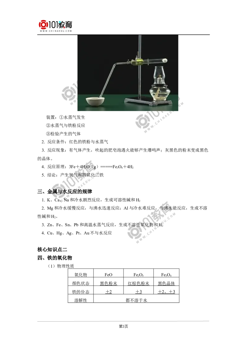 必修1第三章第一节铁及其化合物（1）_新人教版高中化学必修一、二_新人教版高中化学必修上册_101教育高一化学配套学案和练习