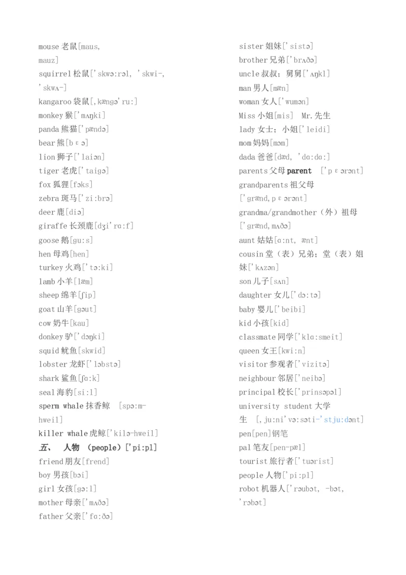 初中英语单词分类大全-def268921665_内蒙古中考真题_赠品_初中英语资料