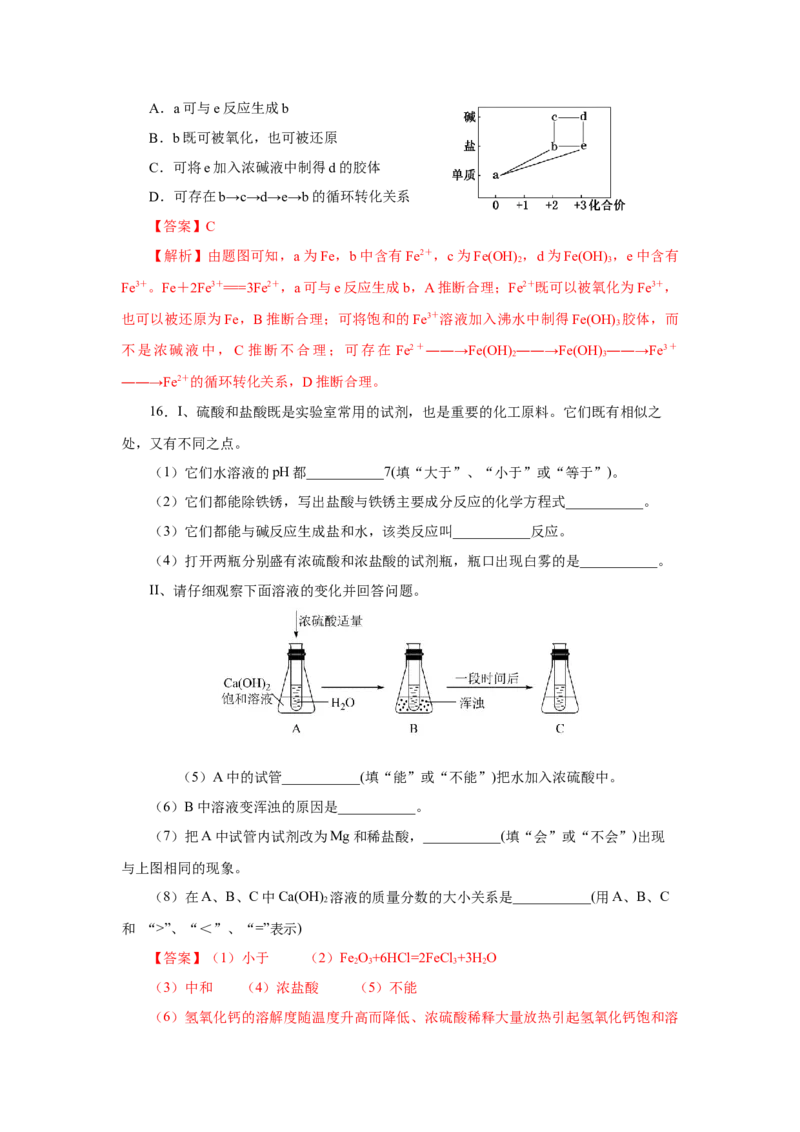1.1.3物质的转化（分层作业）-（人教版2019必修第一册）（解析版）_高化_595801221724高中化学新人教版选择性必修一二三电子版教案PPT课件高中试卷_必修一册（人教版）_分层作业