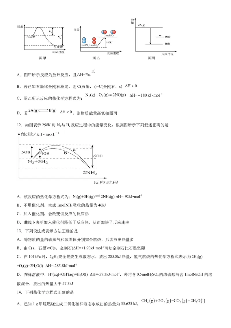 1.1.2热化学方程式（分层作业）（原卷版）_高化_595801221724高中化学新人教版选择性必修一二三电子版教案PPT课件高中试卷_选择性必修1册（人教版）_分层作业