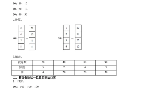 第二单元计算专项01：整十、整百、整千数除以一位数的除法_26春人教版数学三下_00、更新资料3月18日_计算题专项-T1(1)_2026版