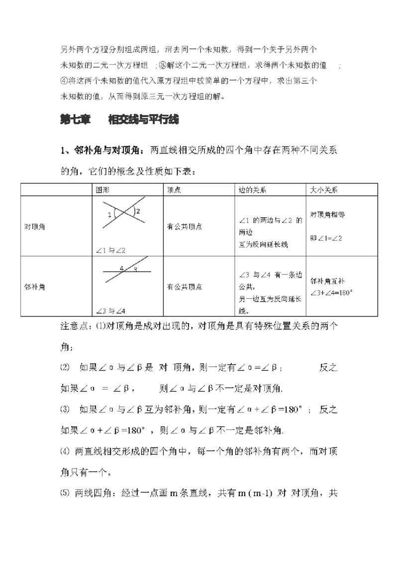 冀教版初中数学7年级下册知识点_24秋《初中各科知识点梳理》_初中数学《知识梳理》7-9年级上下册_冀教版数学7-9年级上下册知识点汇总_冀教版初中数学7-9年级下册知识点汇总