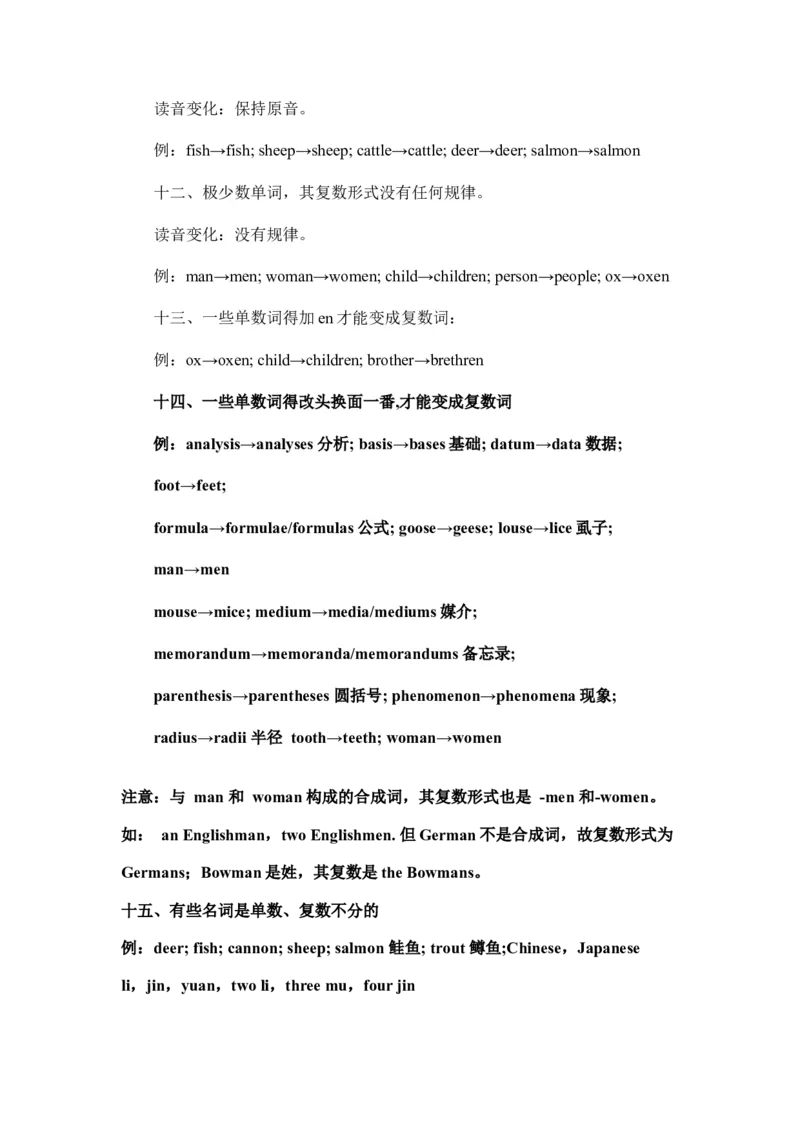 初中英语中名词复数的不规则变化-13747b0c4145_内蒙古中考真题_赠品_初中英语资料