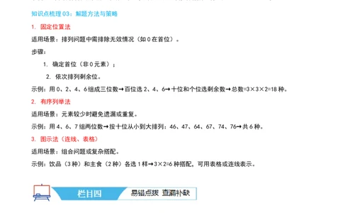 第八讲数学广角--搭配(二)（导图+知识精讲+易错点拨+1大考点讲练+难度分层练共24题）-（教师版）_26春人教版数学三下_19、赠送其它资料_新建文件夹_三年级数学下册（人教版）_2025版