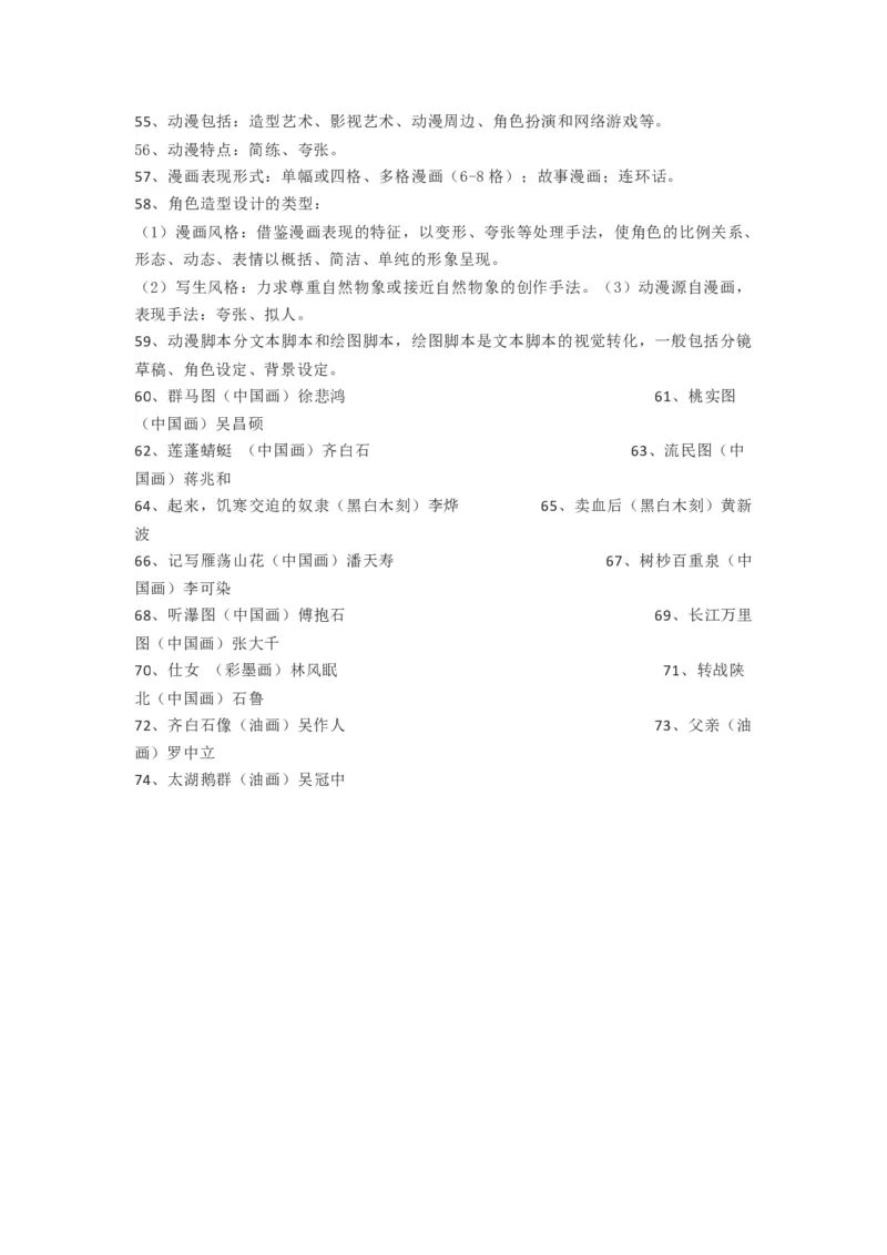 新人教版美术九年级下册知识总结_24秋《初中各科知识点梳理》_初中美术《知识梳理》7-9年级上下册_人教版初中美术7-9年级上下册知识梳理