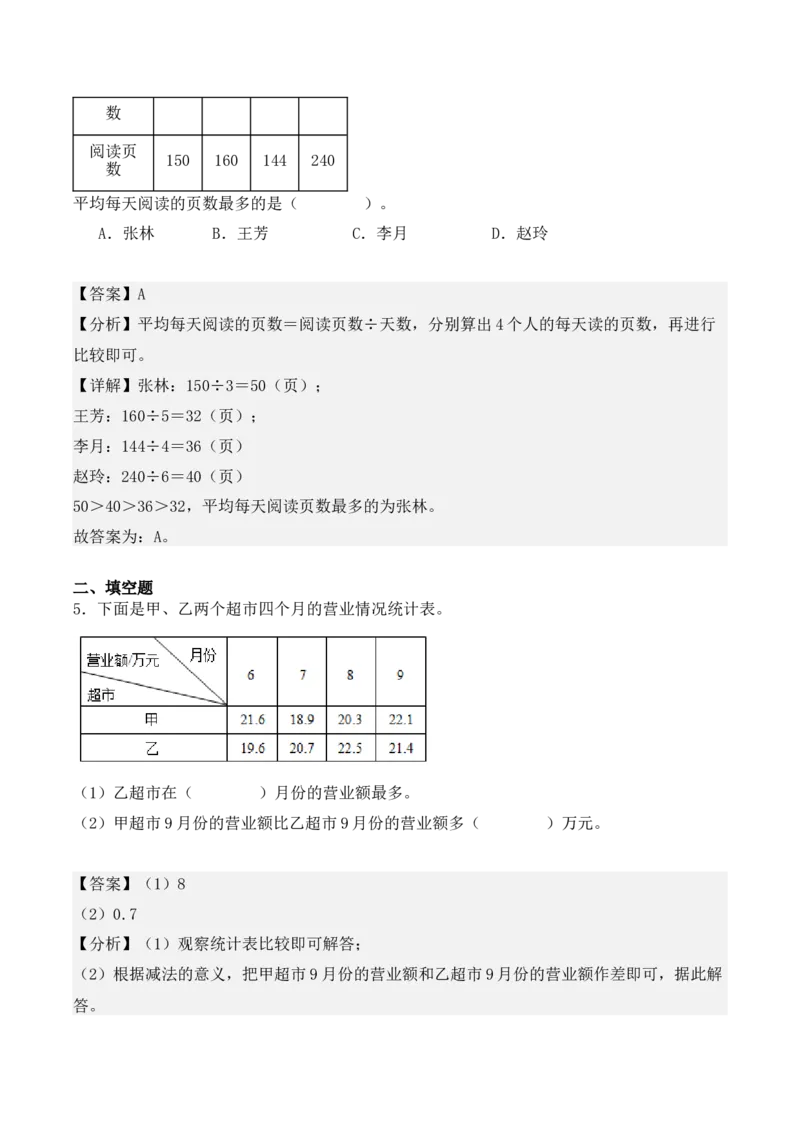 第三单元、复式统计表（单元复习讲义）（考点典例讲解+知识总结+易错点拨+变式训练+课后同步练习）（教师版）-（人教版）_26春人教版数学三下_00、更新资料3月18日_单元复习专项-K48