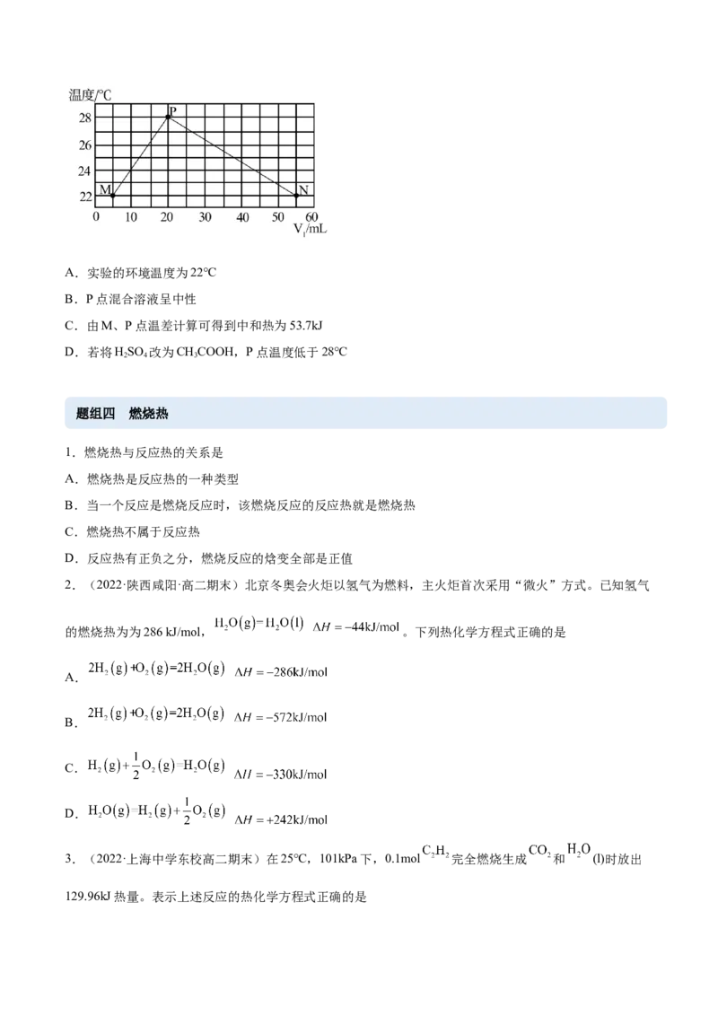 1.1反应热（精练）-（人教版2019选择性必修1）（原卷版）_高化_595801221724高中化学新人教版选择性必修一二三电子版教案PPT课件高中试卷_选择性必修1册（人教版）_专项练习