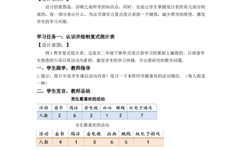 第三单元第1课时复式统计表（教学设计）-三年级数学下册人教版_26春人教版数学三下_00、更新资料3月18日_教学设计(3)_教学设计-与最新课件匹配
