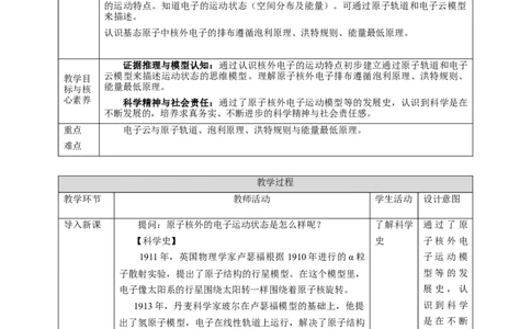 1.1.2原子结构第二课时教案_高化_2025春-人教版高中化学_04新版高中化学选择性必修2_08第四套同步课件+教案_1.1.2原子结构第二课时电子云原子轨道泡利原理等
