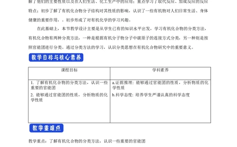 1.1.1　有机化合物的分类方法-教学设计-2020-2021学年下学期高二化学同步精品课堂(新教材人教版选择性必修3）_高化_2025春-人教版高中化学_05新版高中化学选择性必修3_1.课件+教案+学案+习题