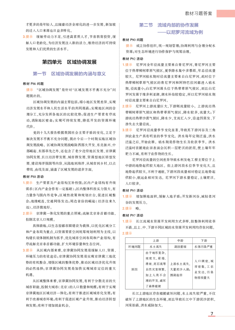 选择性必修2鲁教地理教材习题答案_高中全套电子教材及答案。_02高中教材参考答案_高中地理_鲁教版