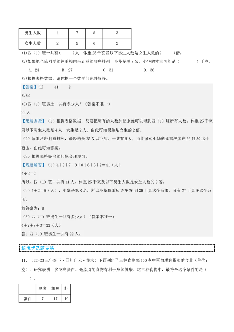 第三讲复式统计表（单元讲义）-（人教版）教师版_26春人教版数学三下_19、赠送其它资料_新建文件夹_三年级数学下册（人教版）_母题专项练习-K35_2025版