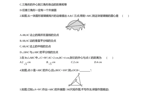 5确定圆的条件_2026春《初中一遍过》系列_2026《天星教育&bull;一遍过》（9年级下册)）(人教+北师）_2026《初中数学&bull;一遍过》9年级下册(北师大)课时检测_第三章