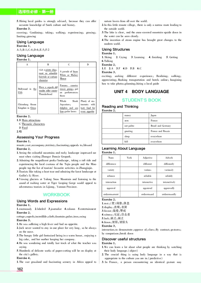 高中英语选择性必修1教材习题答案_高中全套电子教材及答案。_02高中教材参考答案_高中英语_人教版