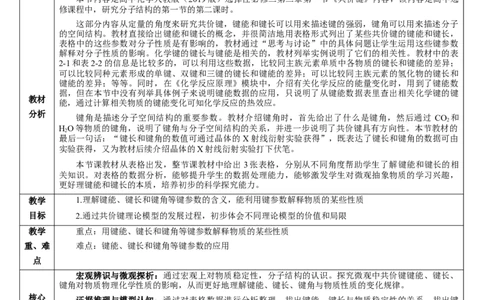 2.1.2键参数-键能、键长与键角（教学设计）-（人教版2019选修第二册）_高化_595801221724高中化学新人教版选择性必修一二三电子版教案PPT课件高中试卷_选择性必修2册（人教版）_教学设计