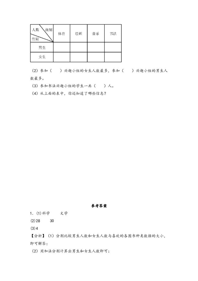 第三单元复式统计表（三大易错四大考向）-（教师版）（人教版）_26春人教版数学三下_19、赠送其它资料_新建文件夹_三年级数学下册（人教版）_知识解读+题型专练-T2