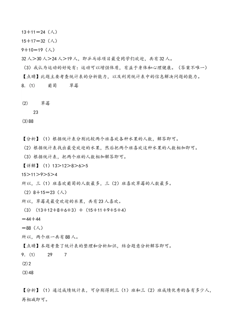 第3单元&nbsp;&nbsp;&nbsp;&nbsp;复式统计表-（人教版）_26春人教版数学三下_19、赠送其它资料_新建文件夹_三年级数学下册（人教版）_知识解读+题型专练-T2