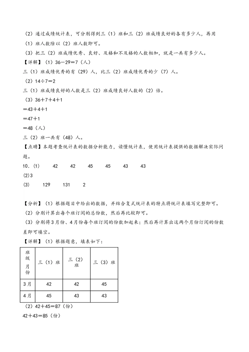 第3单元&nbsp;&nbsp;&nbsp;&nbsp;复式统计表-（人教版）_26春人教版数学三下_19、赠送其它资料_新建文件夹_三年级数学下册（人教版）_知识解读+题型专练-T2