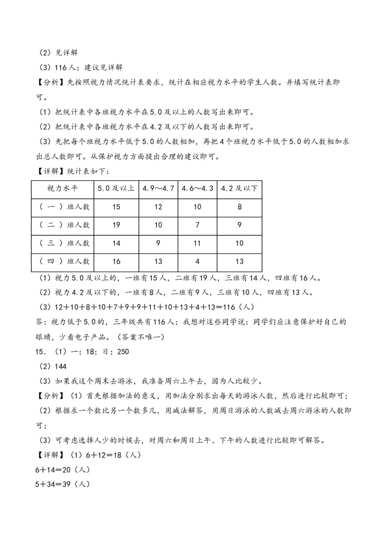 第3单元&nbsp;&nbsp;&nbsp;&nbsp;复式统计表-（人教版）_26春人教版数学三下_19、赠送其它资料_新建文件夹_三年级数学下册（人教版）_知识解读+题型专练-T2
