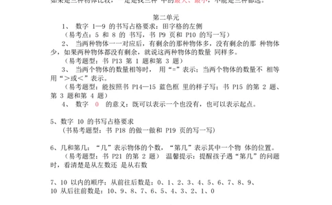 冀教版小学数学一年级上册知识点总结_《小学各科知识点》_小学数学《知识梳理》1-6年级上下册_上册_冀教版小学数学1-6年级上册知识汇总