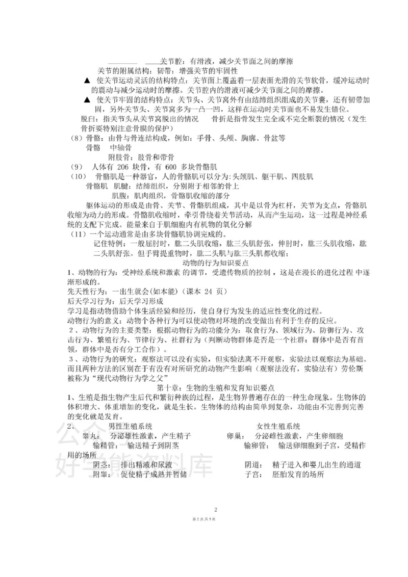 北京版初中生物八上知识点_24秋《初中各科知识点梳理》_初中生物《知识梳理》7-8年级上下册_北京版初中生物7-8年级上下册知识点