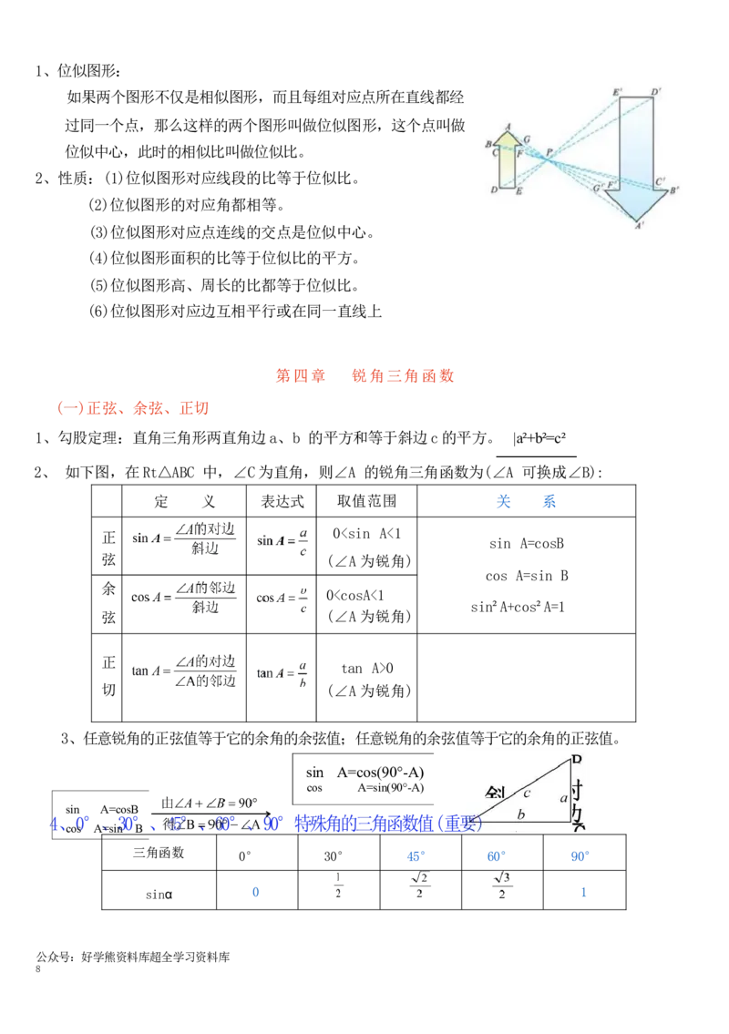 湘教版初中数学九年级上册知识梳理_24秋《初中各科知识点梳理》_初中数学《知识梳理》7-9年级上下册_湘教版数学7-9年级上下册知识点汇总